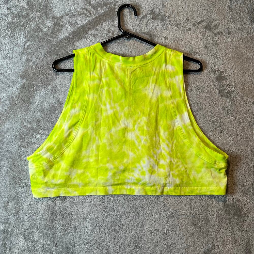 Lululemon All Yours Cropped Cotton Tank‎ Top *Tie Dye Tie Dye Eccentric Lime 10 - Picture 4 of 4